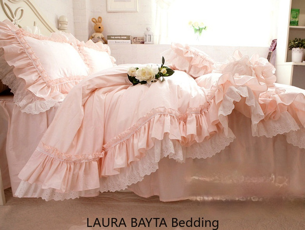 Lace Bedding Set King Queen Twin Size Bed Set Princess Korean Girl Bed Skirt Set 