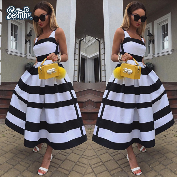 White And Black Striped A-Line Dress  Striped casual dresses, Striped dress  outfit, Stripes fashion