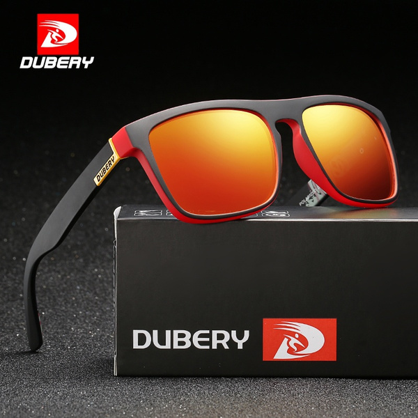 DUBERY Polarized Sunglasses for Men Women Classic Polarized Sunglasses Man  Driving Sport Fashion Male Eyewear Designer Sunglass Orange Blue Lenses
