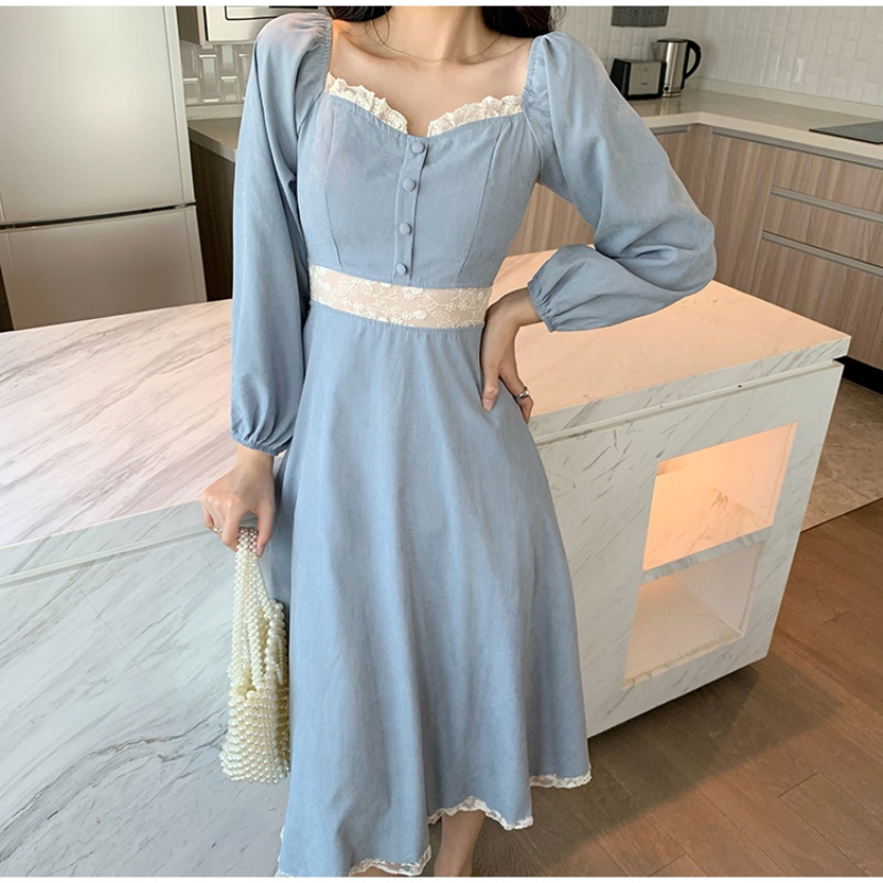 knee length dresses for ladies White Satin Puff Sleeve Long Dress