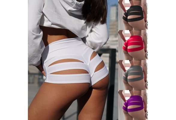 Women Fashion Pure Color Pole Shorts Cheeky Twerk Cut Out Panties