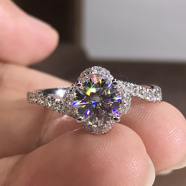 Gorgeous Moissanite Ring Anniversary Engagement Birthday Women Jewelry Gift 