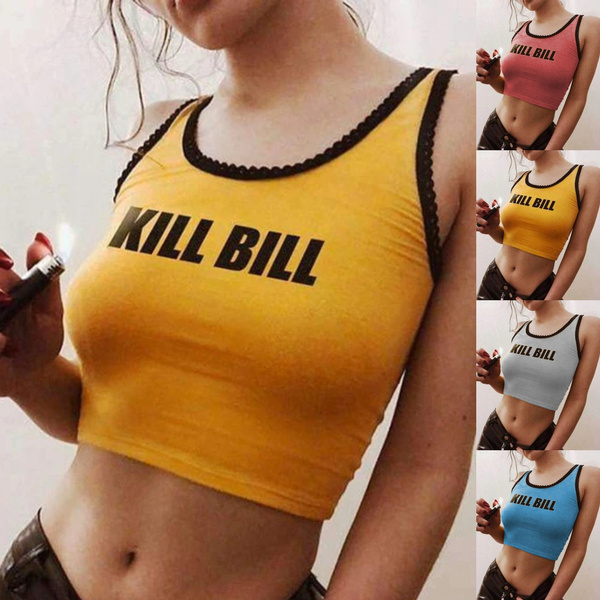 2021 New Crop Tops Casual Women Fashion Kill Bill Cute Mini Tank Tops  Summer Fashion Sexy Vest