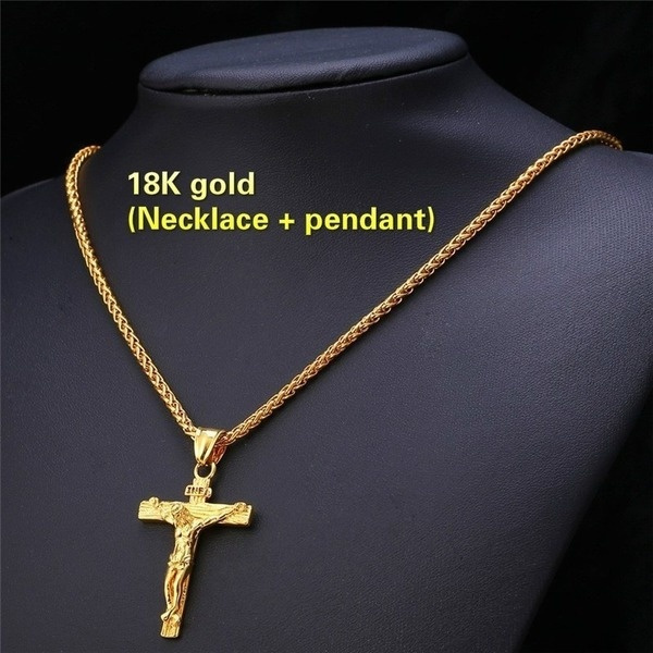 18k gold necklace cross Clearance