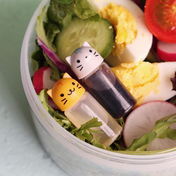 3pcs/set Mini Seasoning Sauce Bottle Small Containers Lovely Cat Dog  Bottles for Bento Lunch Box Kitchen Jar Accessories Cartoon