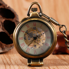 handwindingmechanicalpocketwatch, flappocketwatch, bronzestyle, Jewelry