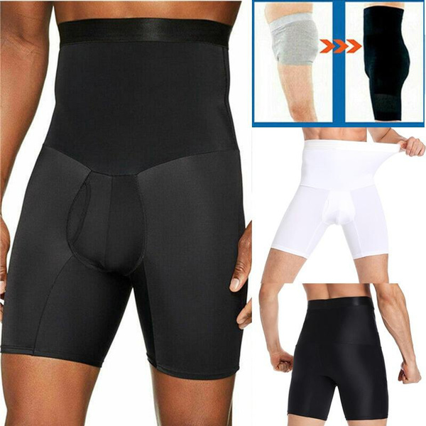 Molutan High Waist Tummy Control Shorts for Men Seamless Slimming Body  Shaper Compression Underwear Boxer Brief(Black, S) 
