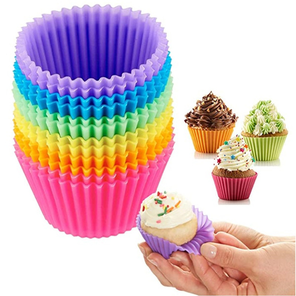 12pcs Round Shaped Muffin Cupcake Silicone Baking Molds Muffin