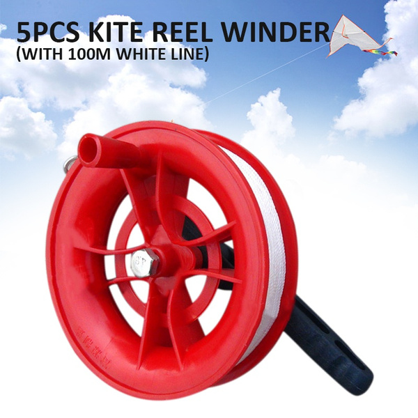 5pcs Kite Line Winder Winding Reel Grip Wheel + 100 M Flying Line String  Tool Outdoor