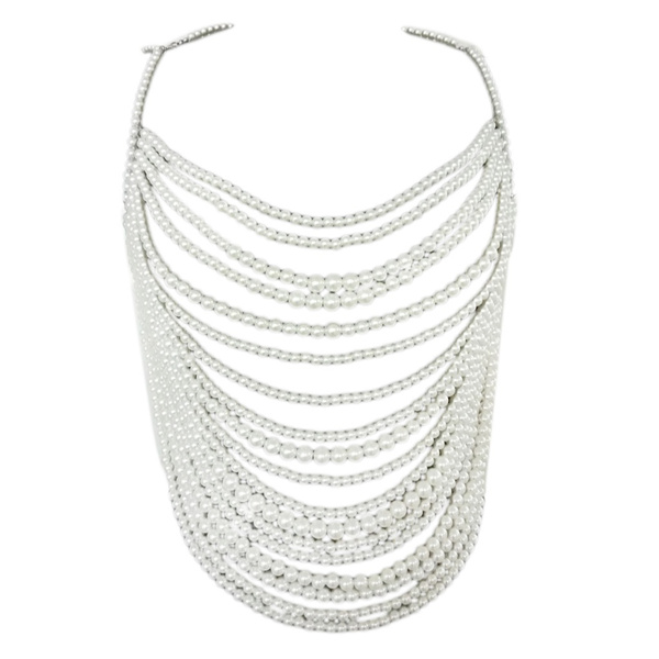 Multilayer Faux Pearl Beaded Body Chain 