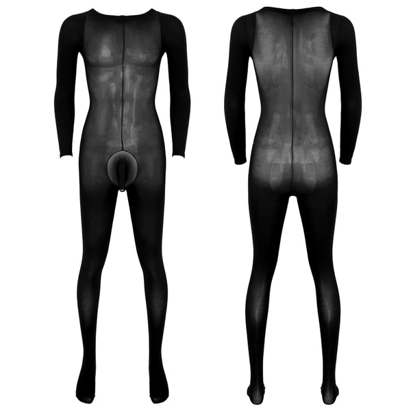 Men's Sheer Mesh See-Through Sheath Pantyhose Full Bodystocking ...