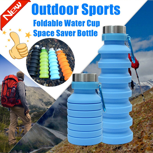 18oz Collapsible Water Bottle, Reuseable BPA Free Silicone Foldable Water  Bottles for Travel Gym Camping Hiking, Portable Leak Proof Sports Water  Bottle 