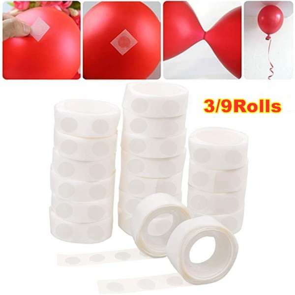 Balloon Glue Point 300/900 Pcs (3/9 Rolls) Balloon Tape Strip of Glue Craft  Removable Adhesive Point Tape
