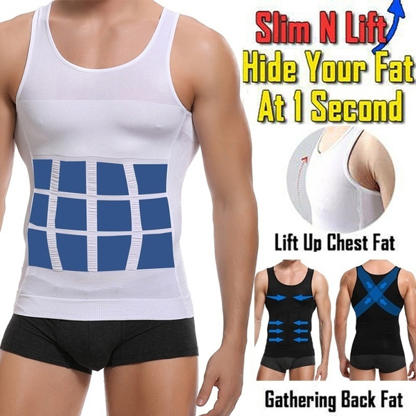 Men Compression Shirt Slimmer Body Shaper Vest Workout Tank Tops to Hide  Abdomen