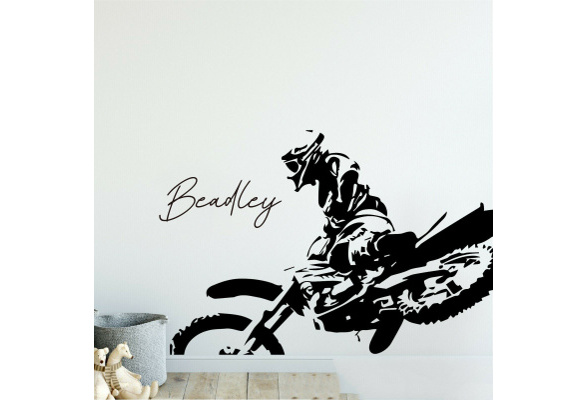 Dirt Bike Wall Decals with Name for Boys Room Motocross Wall