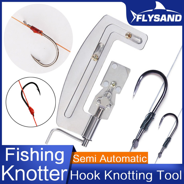 NEW High Quality Semi Automatic Fishing Hooks Line Tier Machine Portable  Stainless Steel Fish Hook Line Knotter Tying Binding Fishing Tool FLYSAND  Fishing Accessories