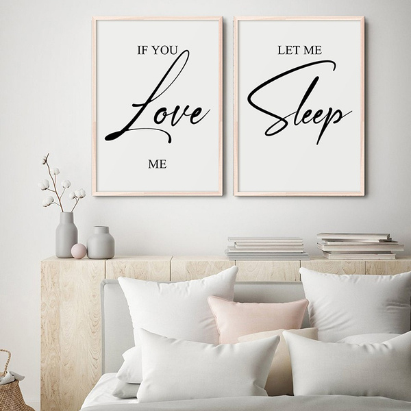 Nordic Minimalist If You Love Me Let Me Sleep Print Word Poster Couple  Quotes Canvas Painting Wall Art Couple Bedroom Wall Decor Unframed