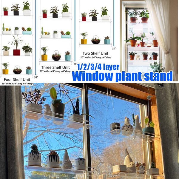 Window Plant Stand, Hanger, Flower Pot Rack, Adjustable 1/2/3/4 Layer