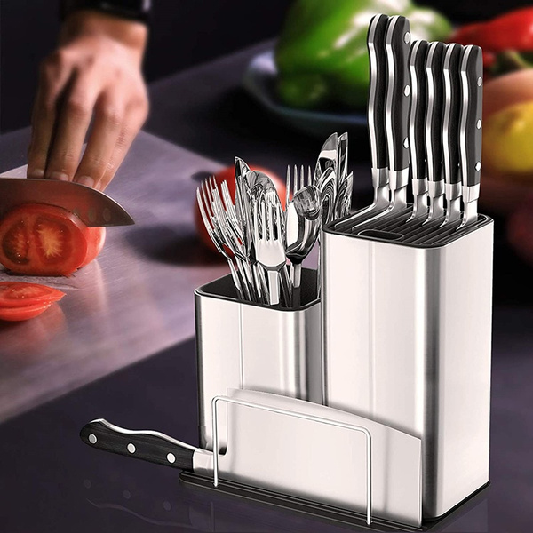 2 In 1 Knife Stand Spoon Chopstick Storage Rack Stainless Steel Knife ...