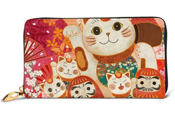 Japanese Money Cat Wallets For Men Women Long Leather Checkbook Card Holder Purse Zipper Buckle Elegant Clutch Ladies Coin Purse