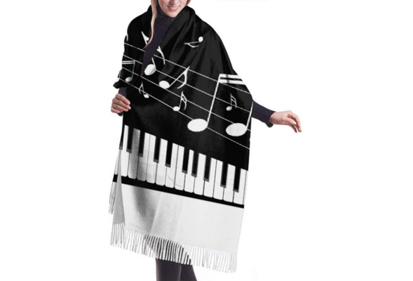 27x77 Ladies Wrap Shawl Abstract Piano Music Note Black Scarf Wrap For Women Womens Lightweight Scarf Stylish Large Warm Blanket
