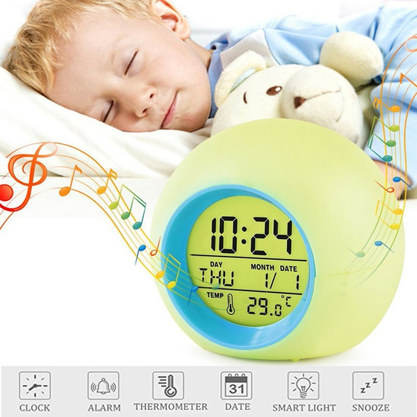 LED Glowing Starry Projection Alarm Clock Colorful Digital Snooze Clock