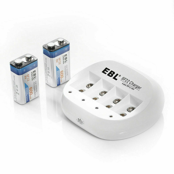 EBL 600mAh 9V 6F22 Rechargeable Batteries ( Optional 4 Slots 9-Volt ...