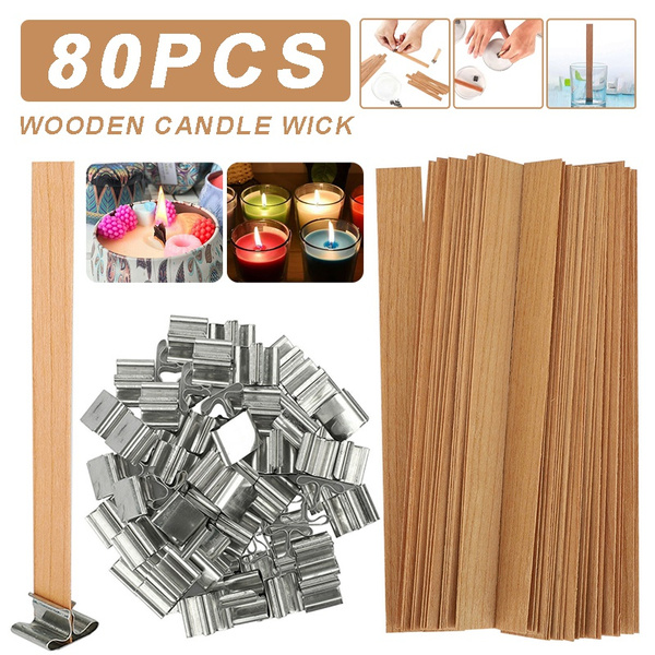 80Pcs New Useful DIY Wooden Candle Wicks Core Sustainer For