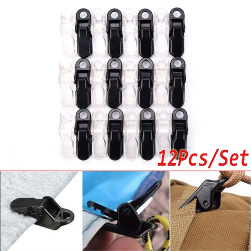 12Pcs Awning clamp tarp clips snap hangers tent camping survival tighten tool BY 
