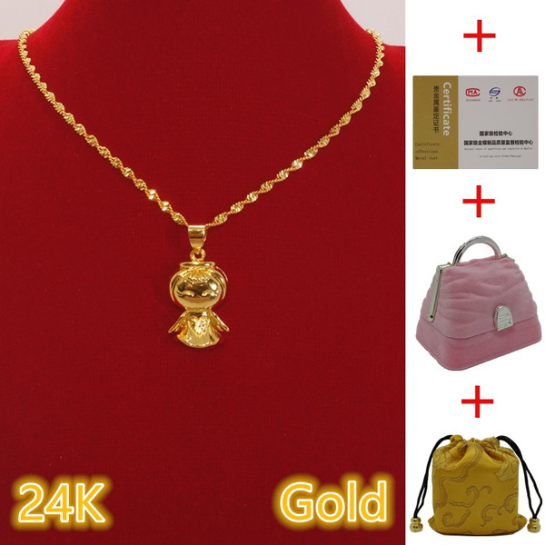 24K Gold Angel Pendant Pendant Necklace 