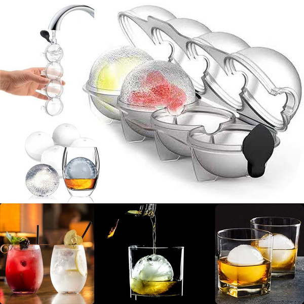 4 Cavity Whiskey Ice Cube Maker Mold Sphere Mould Kitchen Tool