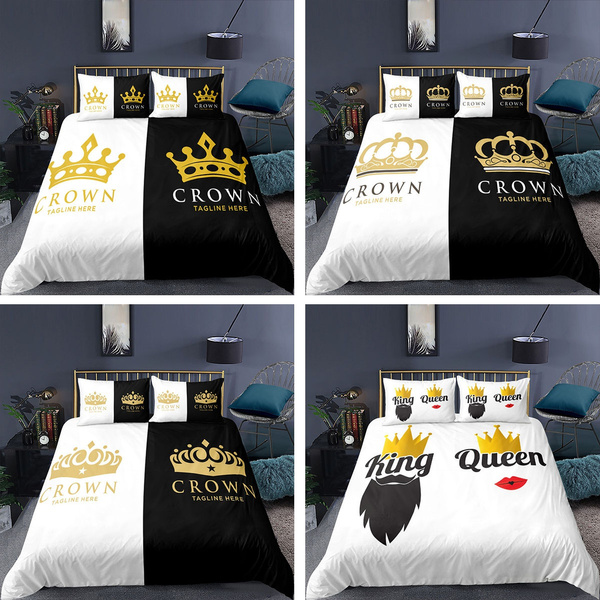 New Luxury Bedding Sets Duvet Cover Flat Fitted Sheet Twin Full Queen King  Size Set Black 100% White Golden - Bedding Set - AliExpress
