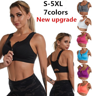 Sports Bras Hot Women Zipper Push Up Vest Underwear Shockproof Breathable  Gym Fitness Athletic Running Yoga Bh Sport Tops