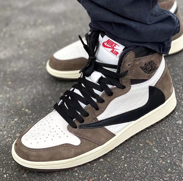 brown and white high top nikes