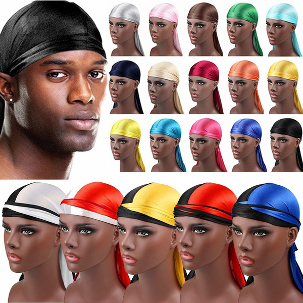 24Colors Satin Silky Durag for Men Women Turban Bandanas Hair Bands Hat ...