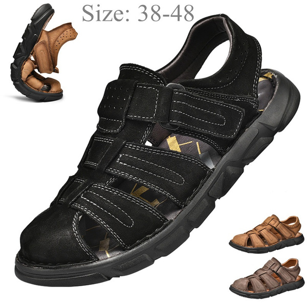 Men's Fisherman Sandal Men's Sport Sandals Breathable Outdoor Fisherman  Shoes Closed Toe Summer Leather Loafters