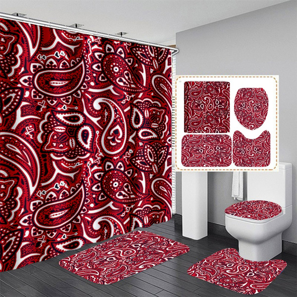 Blood Gang Bandana 3d Print Waterproof, Red Bandana Print Shower Curtain