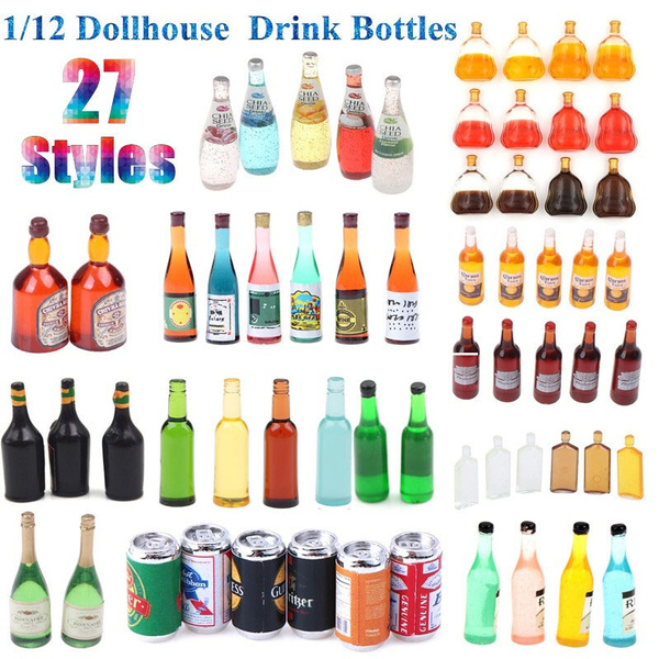 20Pcs Mini Liquor Bottles & Wine Glasses Set - Dollhouse Party Decorations In Red