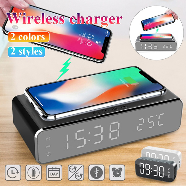New Led Desktop Multifunctional High Definition Mirror Alarm Clock With Mobile Phone Wireless Charger Bluetooth Speaker Wish New Led Desktop Multifunctional High, Multifunctional Desktop Alarm Clock Wireless Charger
