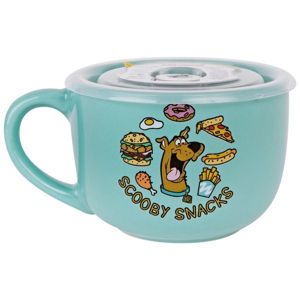 Scooby Doo Food Pattern 24 Ounce Ceramic Soup Mug with Lid