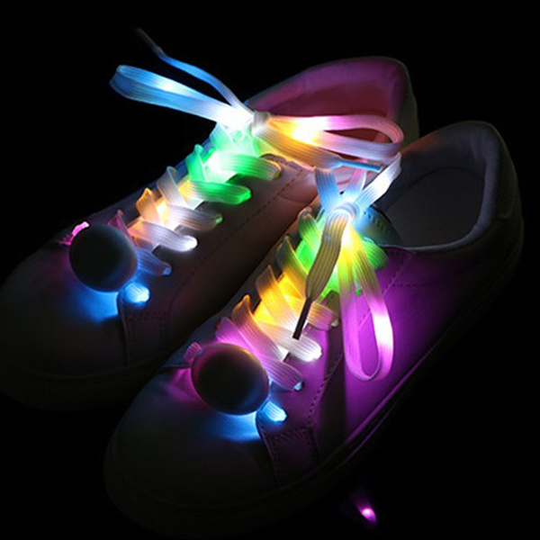 LED Sport Shoe Laces Luminous Shoelaces Glow Shoe Strings Round Flash ...