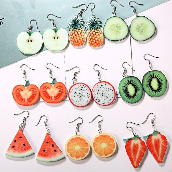 Nuevos Pendientes De Frutas De Color Exagerados De Gran Kiwi Nuevos Pendientes De Frutas De Color Exagerados De Gran Kiwi