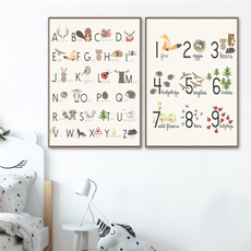 Decor, alphabetnumbereducationalpicture, art, nurserywallart