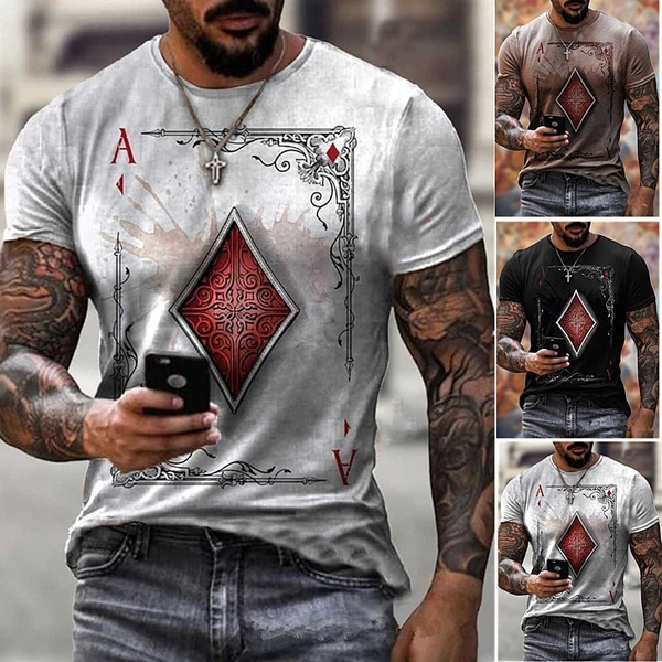 21 夏のヨーロッパとアメリカの男性のファッション 3d Tシャツ 新しいスタイルのトランプの印刷メンズ Tシャツトップス Wish
