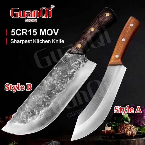 5CR15 Set of Knives Handmade Forged Knife Set Butcher's Knife Sharp Boning  Knife Scissors Meat Cleaver Including Cutterbed