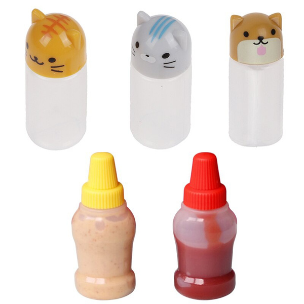 3/4Pcs Mini Seasoning Sauce Bottle Portable Ketchup Bottle Salad Dressing  Container For Bento Lunch Box Kitchen Accessories