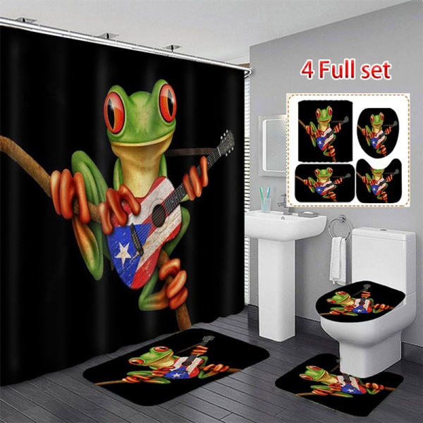 Frog Playing Guitar Bathroom Set Shower, Frog Playing Guitar Bathroom Set