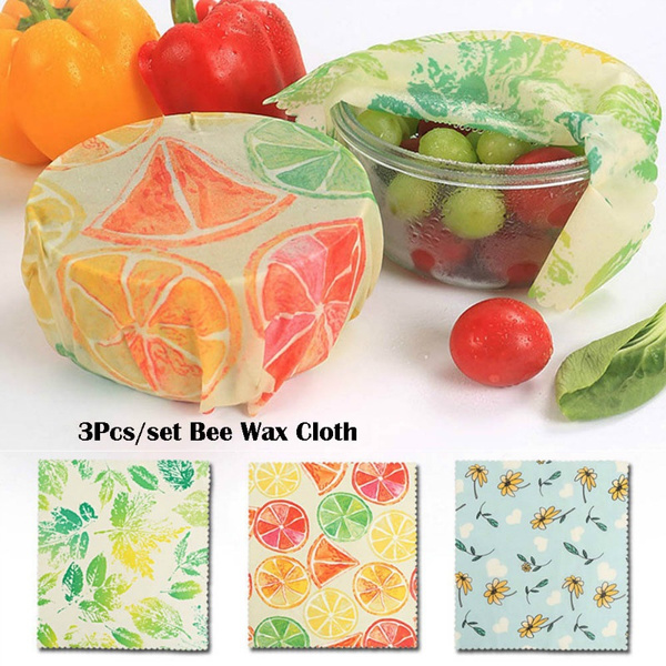 3Pcs/set Bee Wax Cloth FreshKeeping Paper FreshKeeping Cloth Food Packaging Paper Reusable Bee