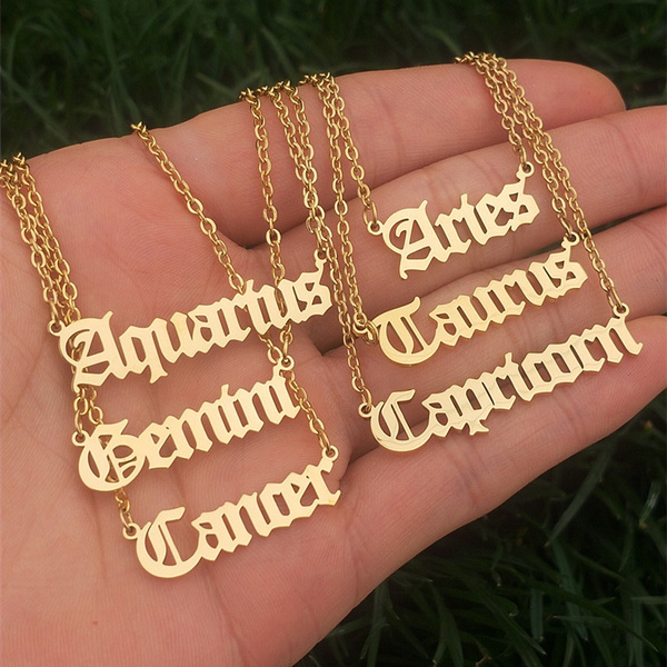12 Zodiac Letters Pendant Necklace Old 