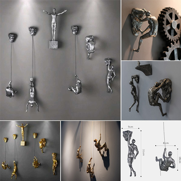 Nordic Resin Climbing Man Wall Sculpture Creative HandFinished